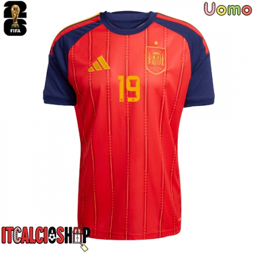 Spagna Lamine Yamal #19 Prima Maglia Mondiali 2026 Manica Corta